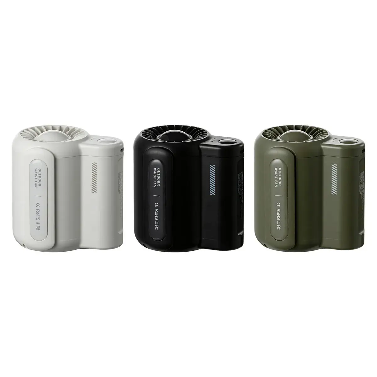 Ventilateur de ceinture en trois coloris : blanc, noir, kaki