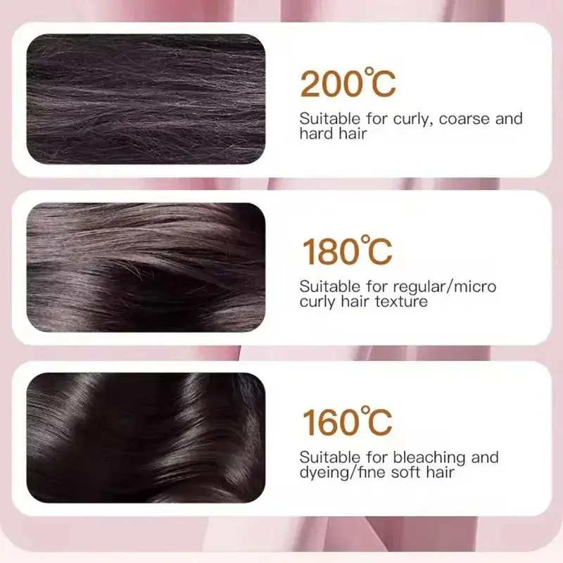 Les 3 températures 160, 180 et 200 °C selon le type de cheveux