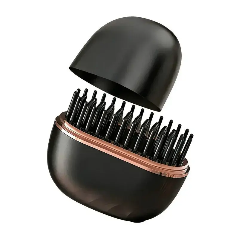 Mini peigne lisseur noir, capot ouvert